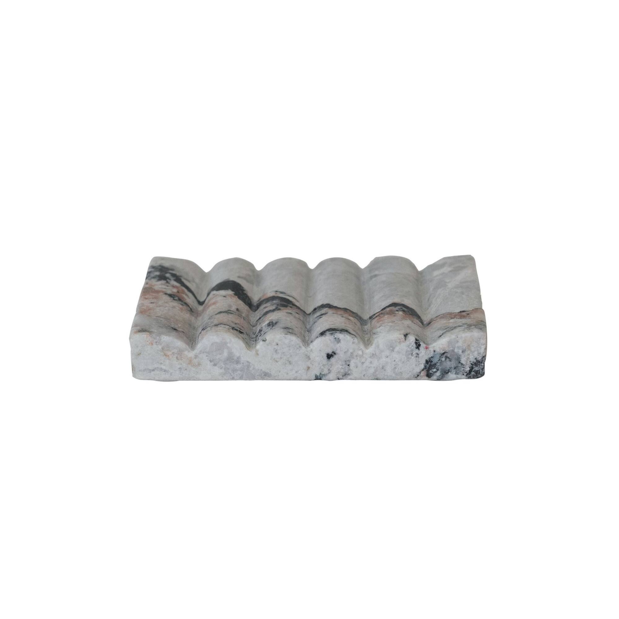 Hello Honey® 5.25" Black & Beige Mélange Marble Soap Dish